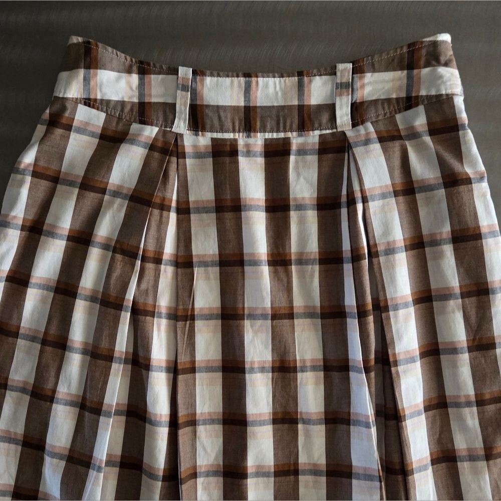 Maeve Pleated Plaid Maxi Skirt A-Line Preppy Academia Brown Skirt Size 4 - Picture 2 of 9